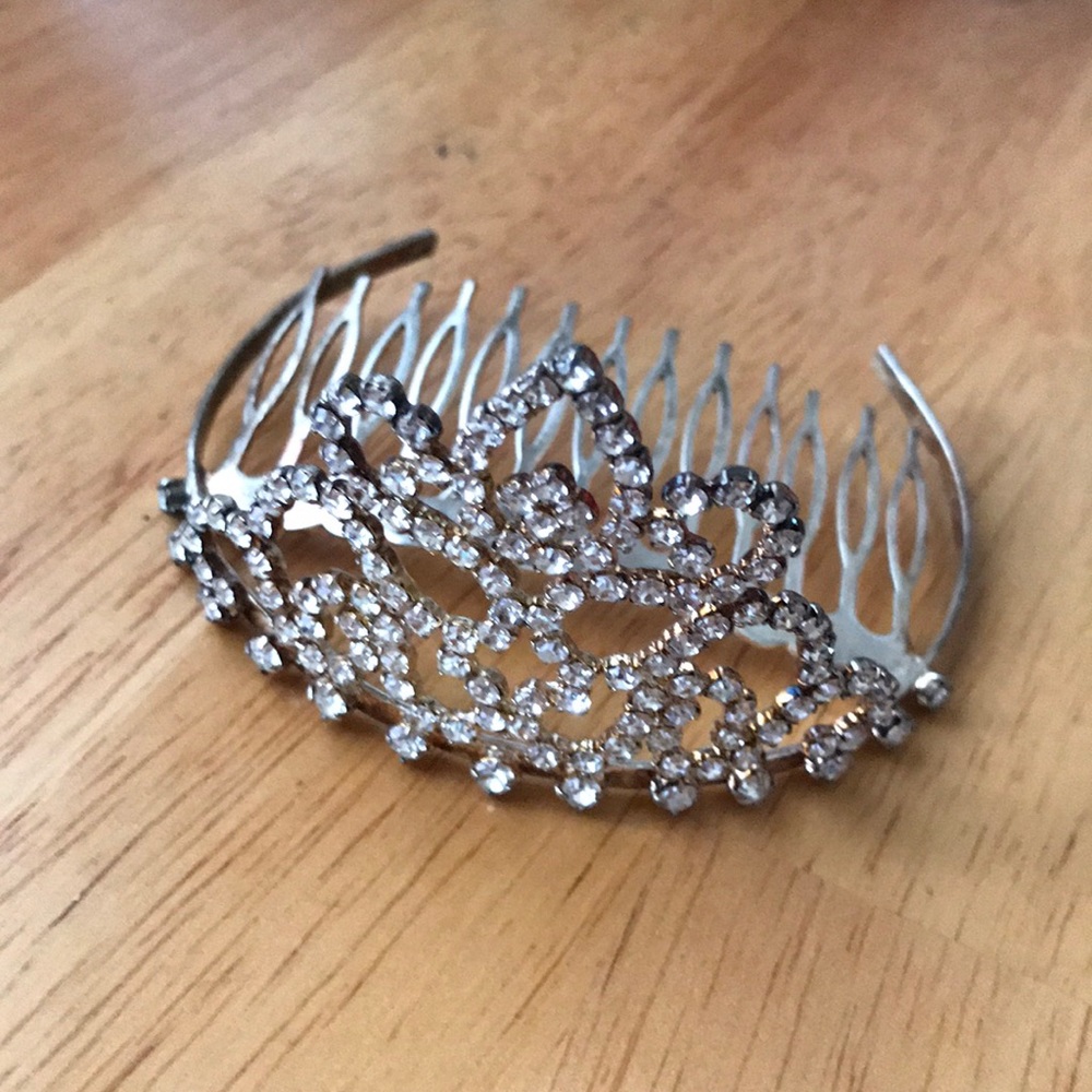 Mini Tiara Comb Dark Gold Metal